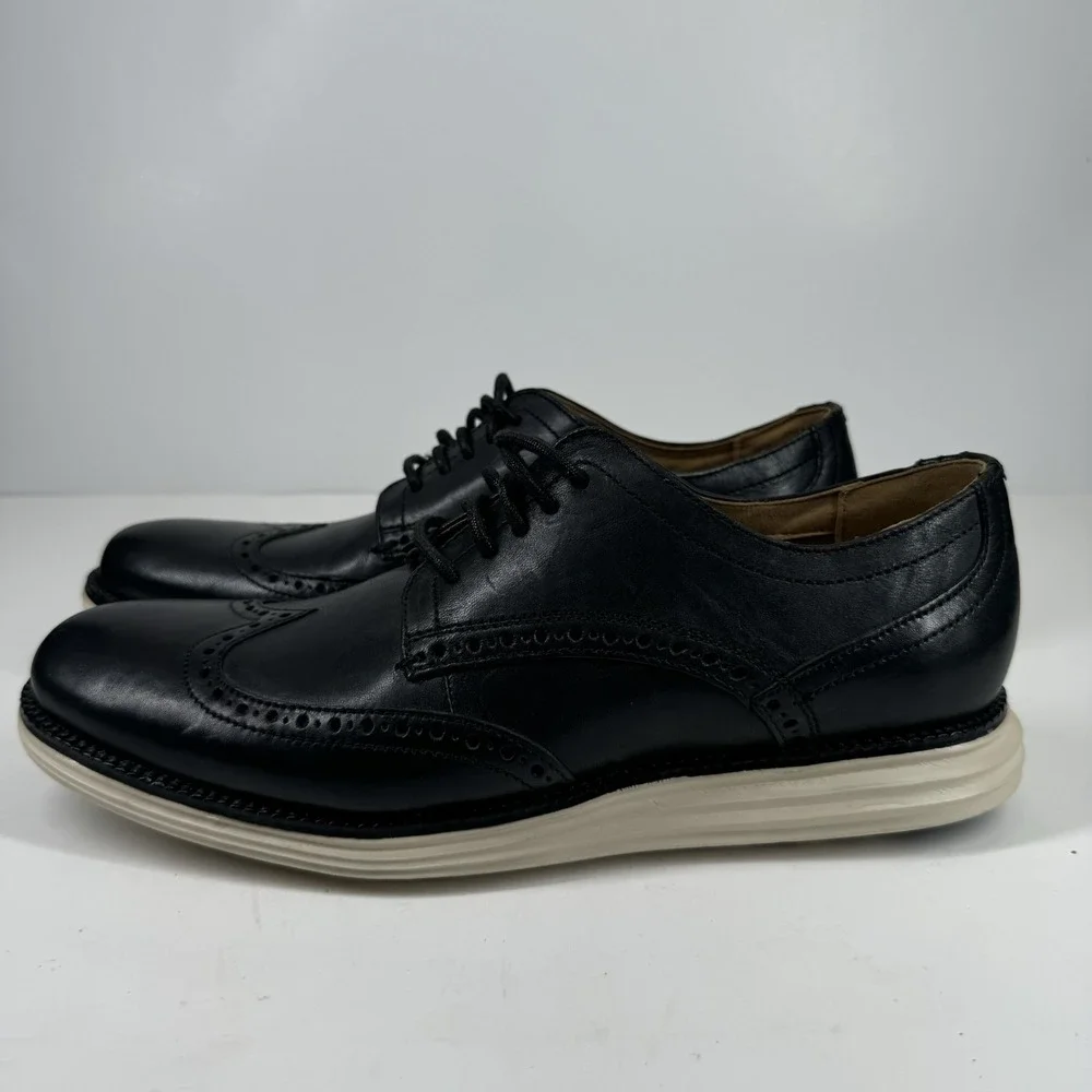 Cole Haan OriginalGrand Men's 8M Black Leather Wingtip Oxford Dress Shoes C24089